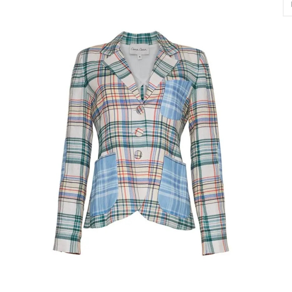 Cara Cara Women's Ross Blazer in Blue and Green Plaid